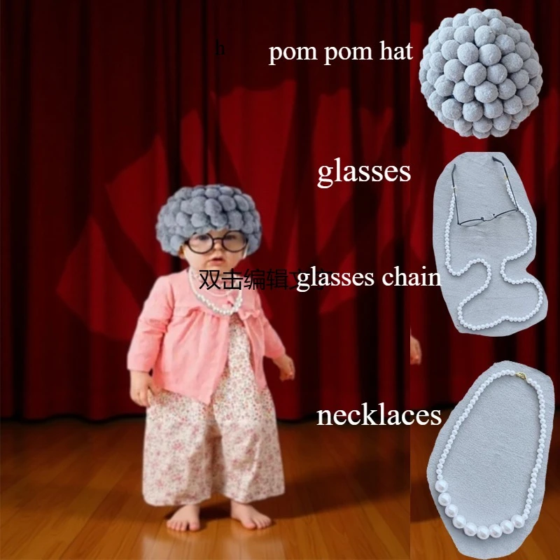 Disfraz abuelita neonatal con sombrero y collar