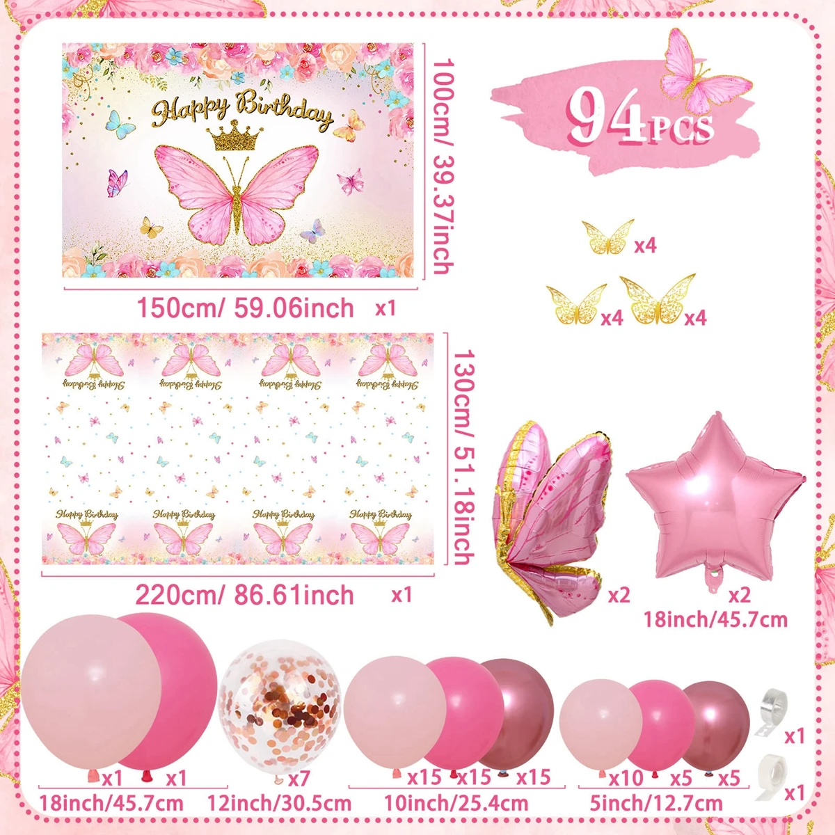 pink butterfly set