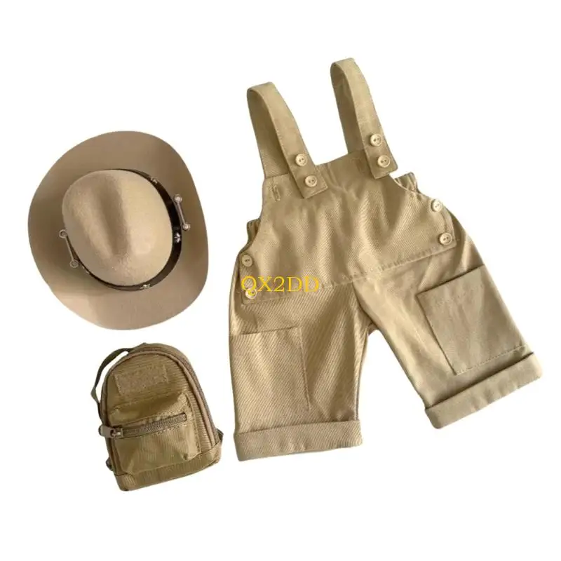 QX2D Adorable bebé sesiones fotos mameluco sombrero traje poliéster suave para recién nacidos 0-1 mes regalo sesión - imagen 3