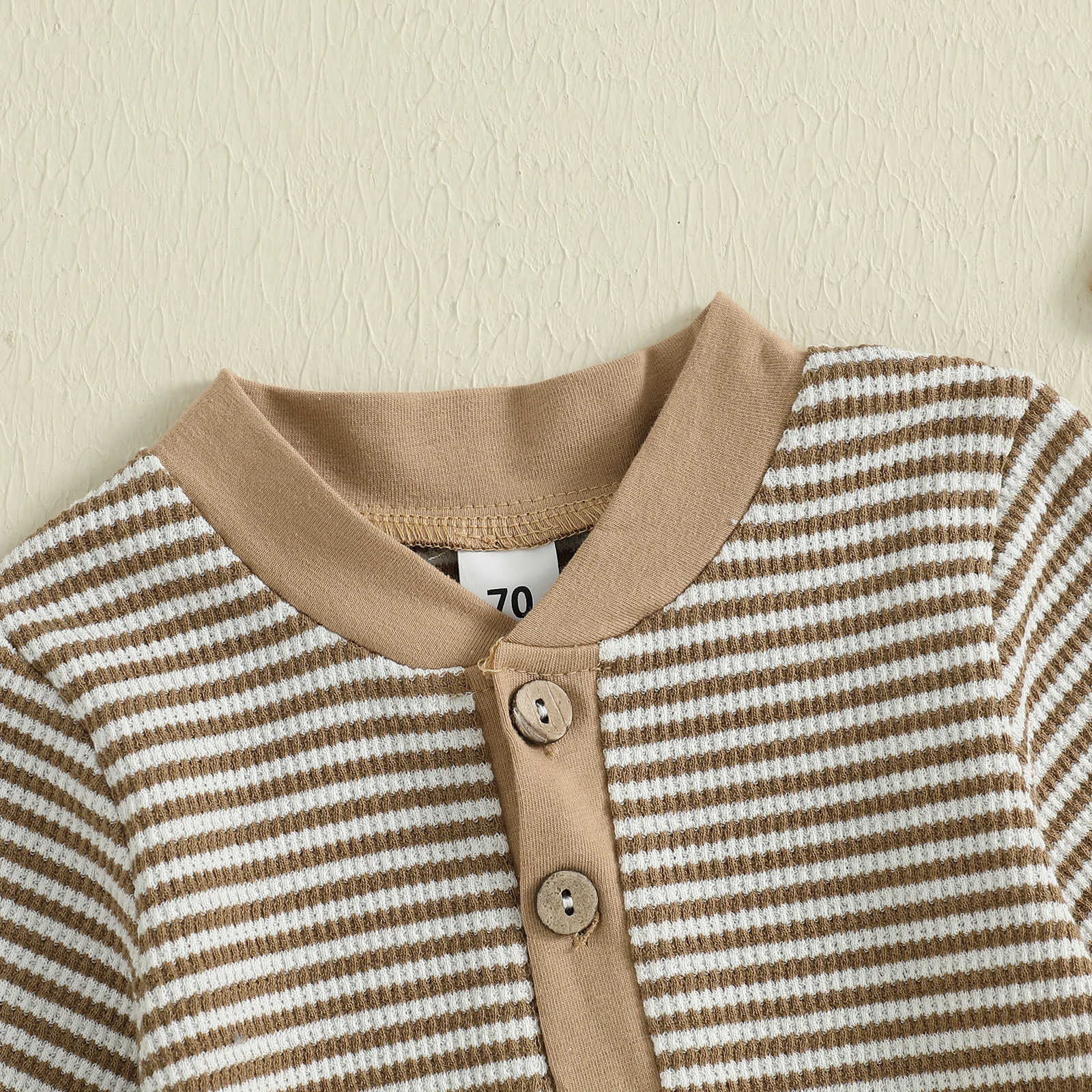 SUNSIOM Ropa de otoño para bebé, mameluco con estampado de rayas, mono largo de manga larga con sombrero, conjunto de 2 piezas - imagen 4