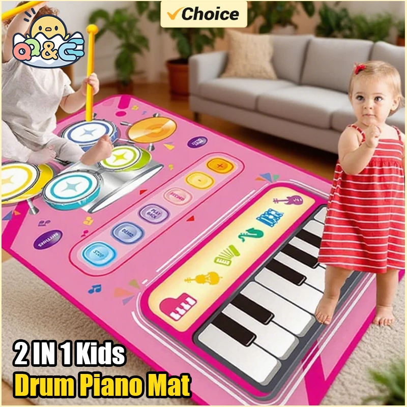 Alfombra musical interactiva piano y tambor para bebés