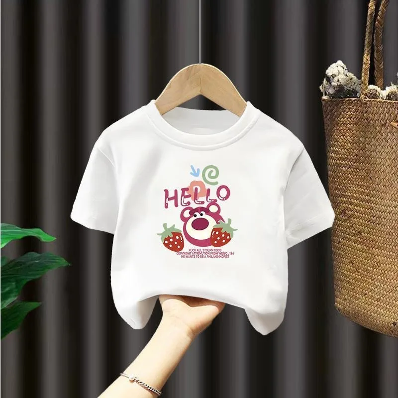 Camiseta de manga corta para niños de 1 a 8 años, camiseta de algodón puro para bebés, camisetas de verano para niños, camisetas de fondo para niños
