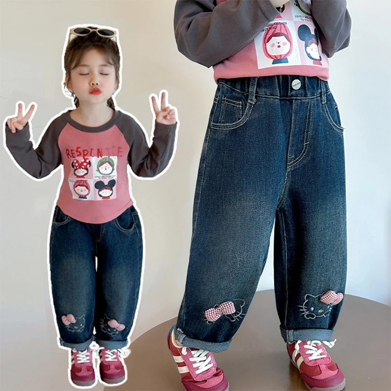 Pantalones vaqueros Hello Kitty para niña – Corte recto y holgado - imagen 2