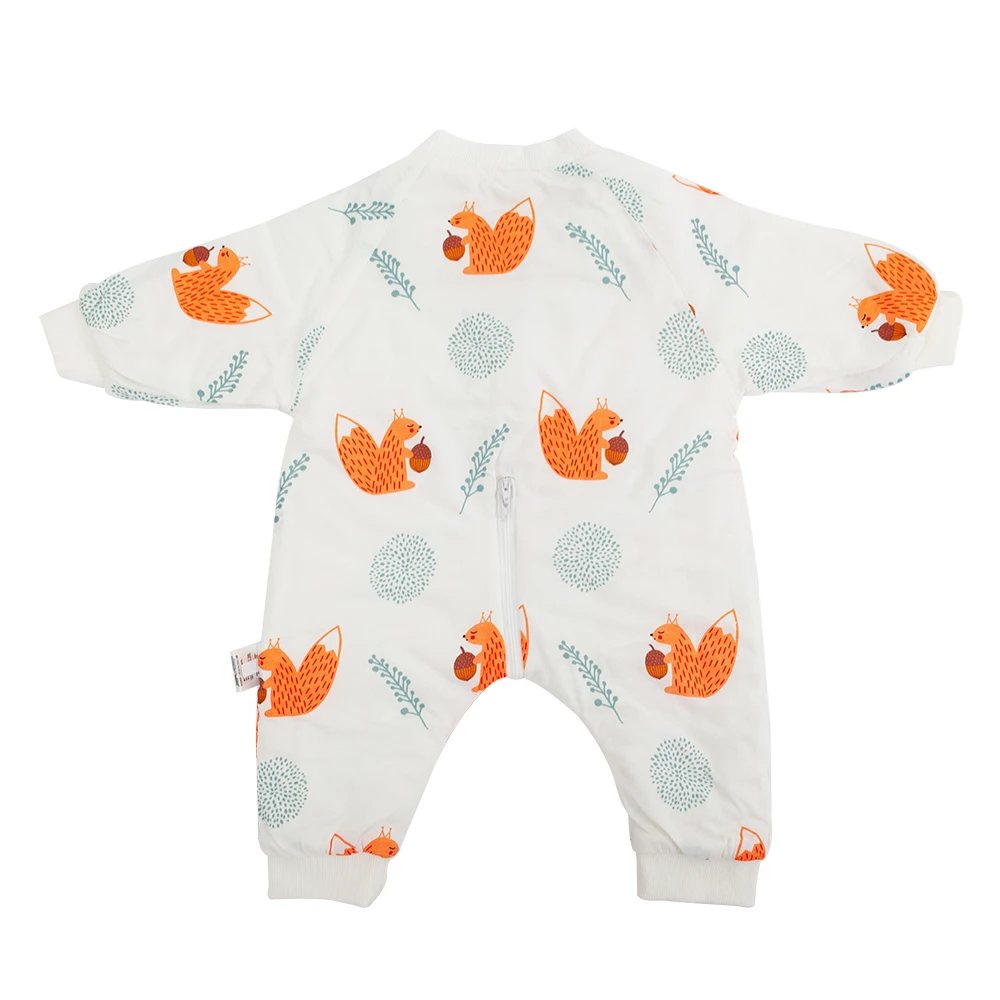 Saco de dormir para bebé, saco de dormir con estampado de ardilla de dibujos animados, saco de dormir fino de algodón suave para primavera, ropa de casa para niños 1,5 Tog - imagen 2