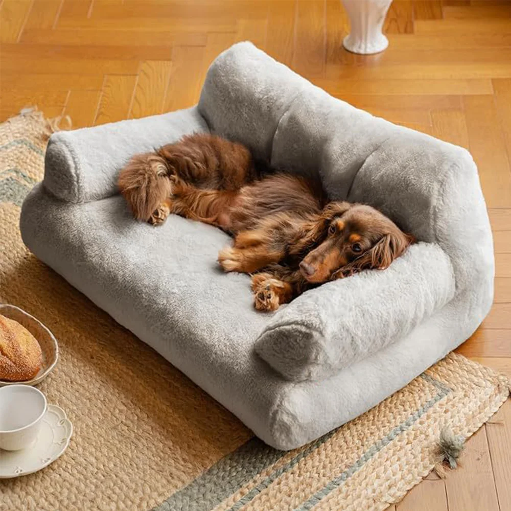 Sofá cama de felpa para gatos, sofá suave y acogedor para mascotas, ideal para gatos, perfecto para mascotas pequeñas para dormir y jugar