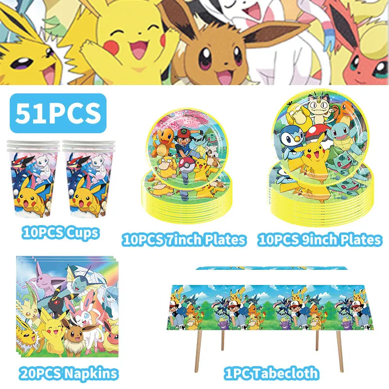 Kit decoración infantil Pokémon con vajilla y globos Pikachu - imagen 5