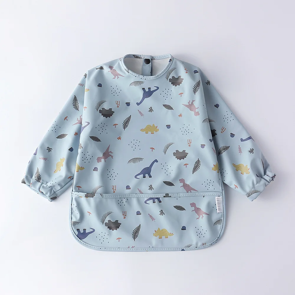 Baberos impermeables de manga larga para bebés de 1 a 4 años, paño suave para eructar, dibujo de dibujos animados, delantal de pintura, ropa para niños y niñas - imagen 4