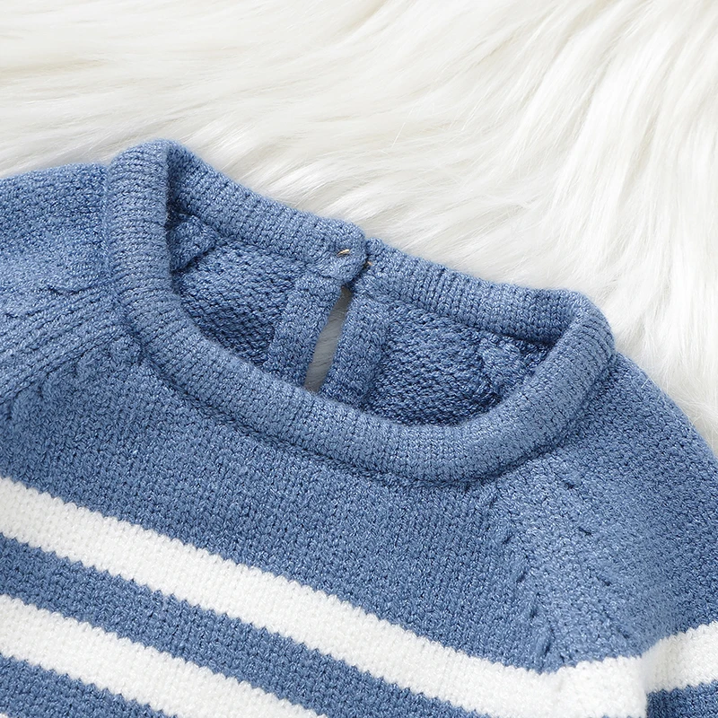 Conjuntos de 2 uds para bebés, niños y niñas de 0 a 9m, suéteres informales de manga larga, jerséis, Tops y pantalones, conjunto de ropa de punto para recién nacidos - imagen 3