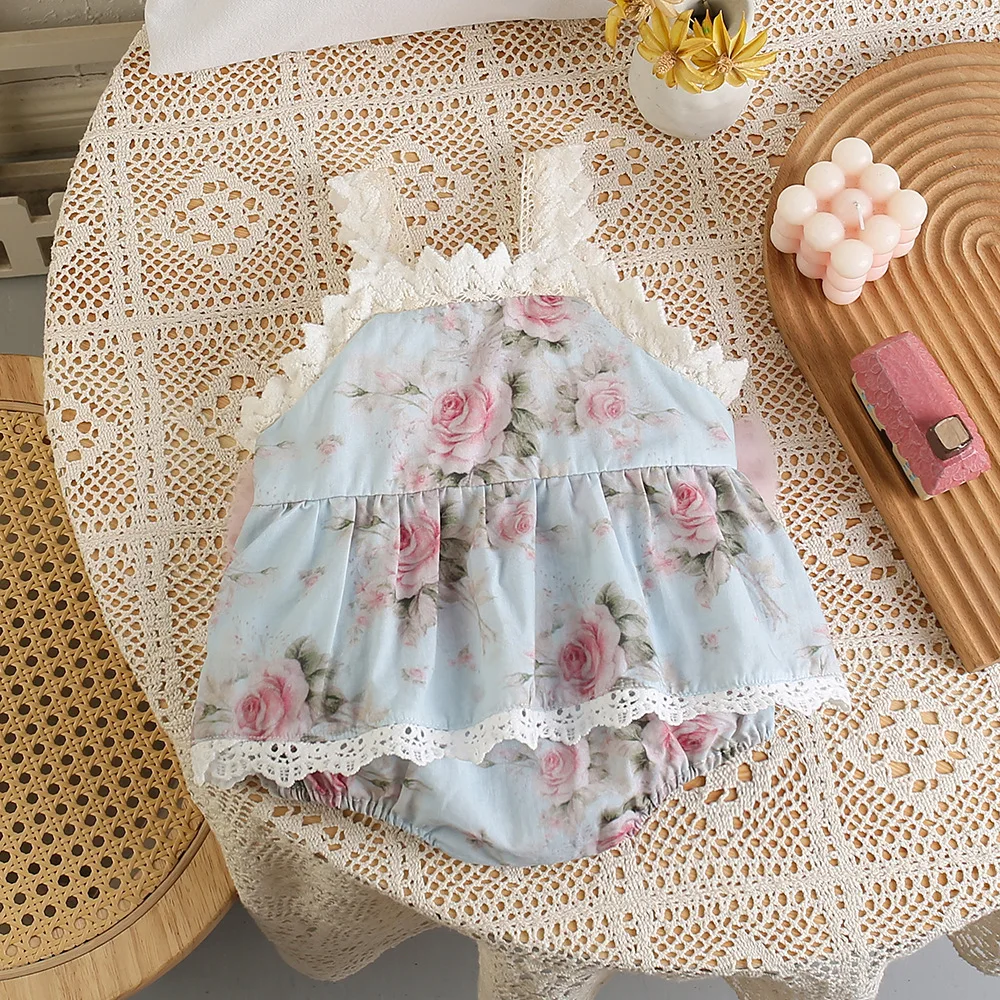 Mono infantil niña con lazo de encaje – Ropa cómoda para bebé - imagen 4