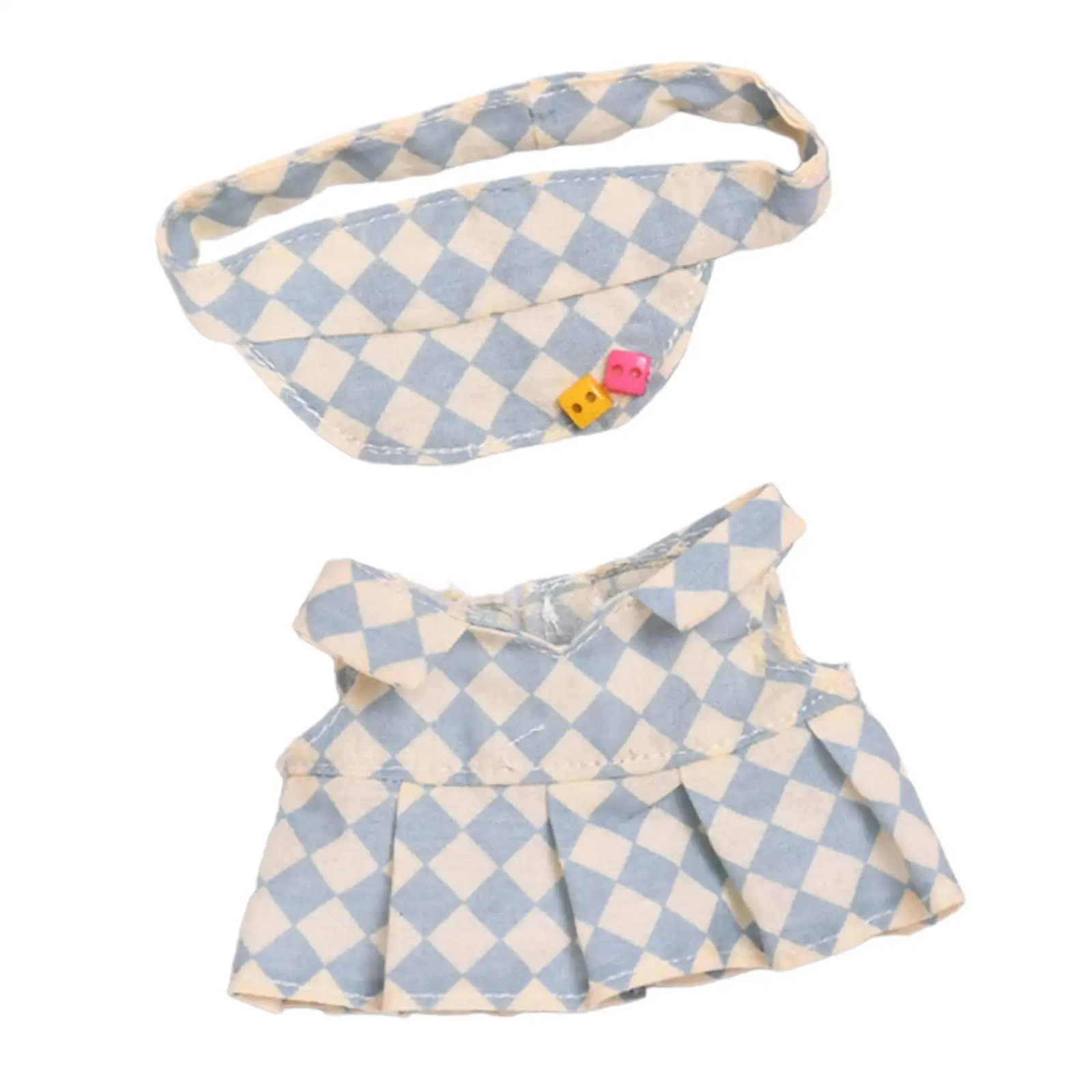 15cm Plush Doll Clothes Fashion Dress up Comfortable Photo Props Plush Doll Accessories DIY Doll Outifits Plaid Tennis Skirt Set