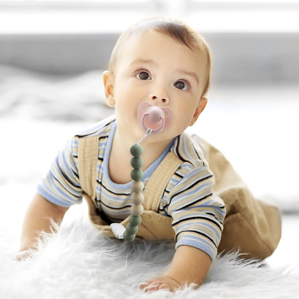 Clips de silicona para chupete de bebé, cadena anticaída para chupete, soporte para chupete infantil para fácil almacenamiento y limpieza, 2 uds. - imagen 2