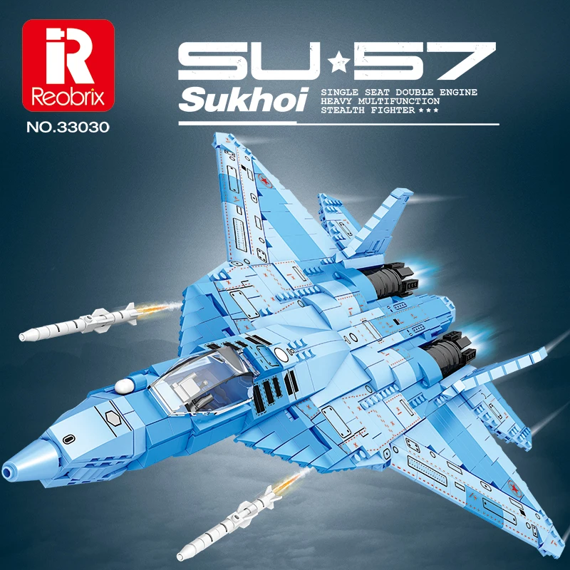 1365 Uds SU-57 bloques de construcción de combate sigiloso avión de la Fuerza Aérea rusa modelo ladrillos juguetes exhibición de escritorio juguetes para niños regalos