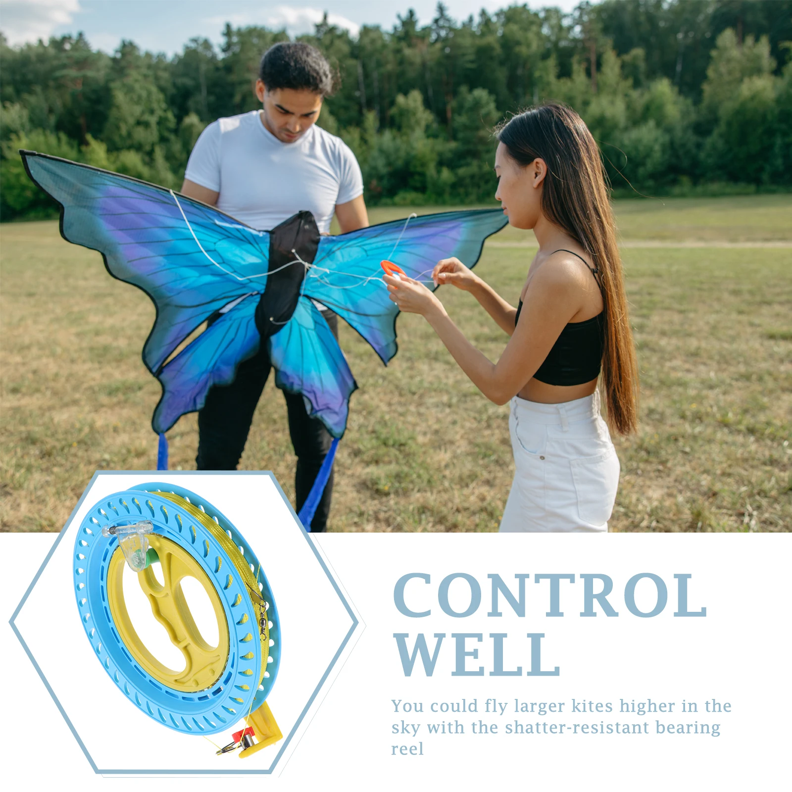 Rueda de línea de plástico, agarre manual, carrete guía duradero, carrete de cometa voladora resistente a los arañazos, carrete de viento, herramienta para cometas voladoras