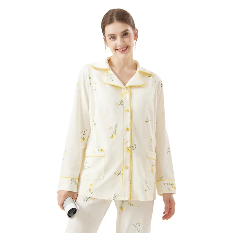 Pijama premamá de algodón transpirable con apertura de lactancia - imagen 5