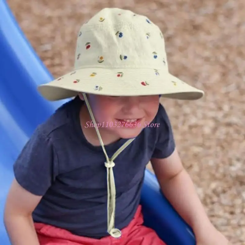 Gorro playa viaje para niños R6FD, gorras pescador con solapa para cuello, protecciones solares transpirables para 3 - imagen 4