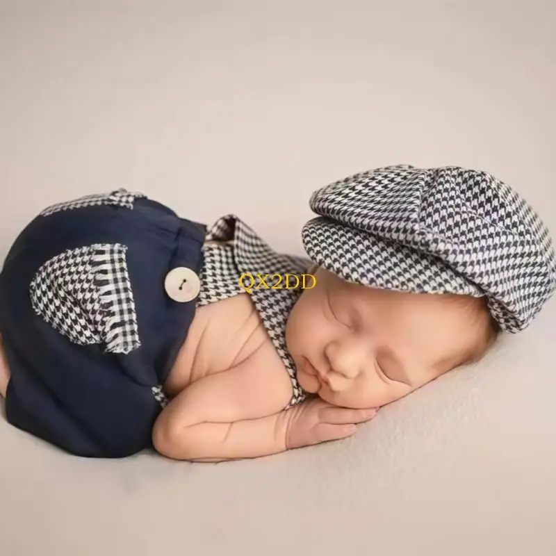 QX2D Recién nacido Photos Sosta Romper Boina Boina Fotografía Baby Fotograph - imagen 2