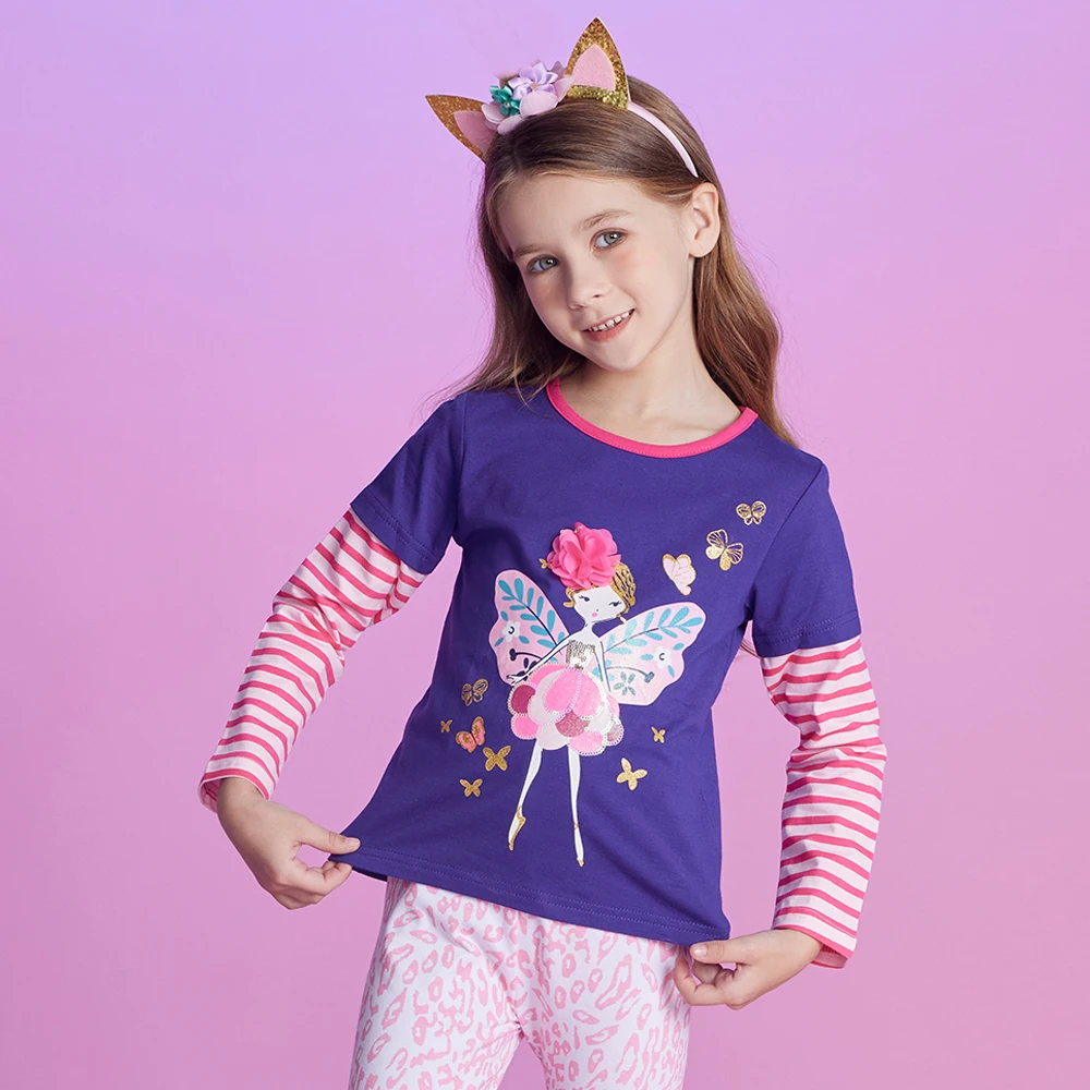 DXTON camiseta manga larga niña algodón rayas mariposa otoño - imagen 2
