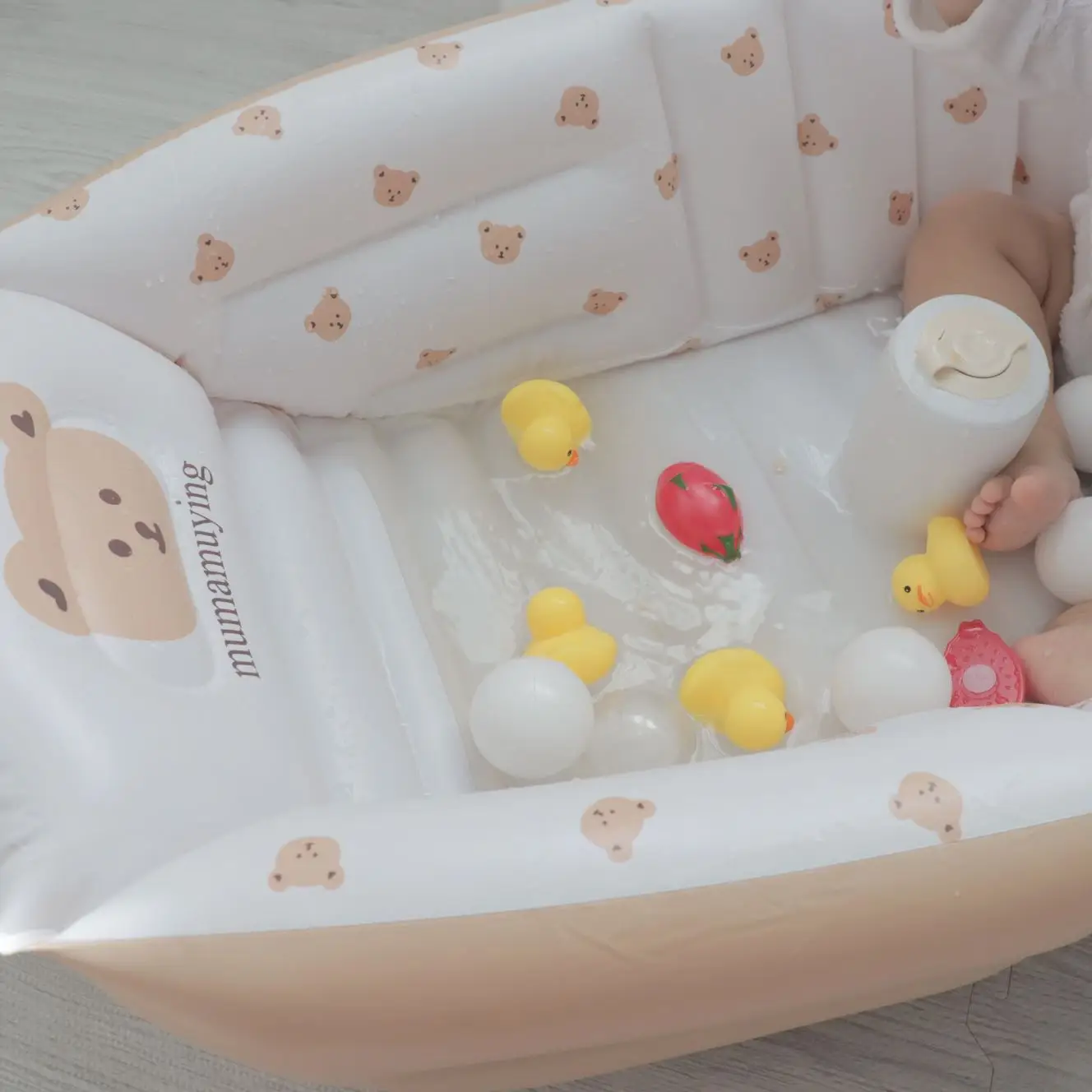 Bañera inflable portátil para bebé, bañera de viaje antideslizante, Mini piscina de aire, bañera de ducha plegable gruesa para niño - imagen 5