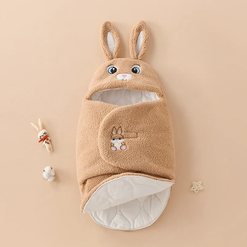 Edredón para bebé recién nacido, estilo primavera y otoño, paquete de habitación individual de dibujos animados, funda de edredón envuelta, patrón Animal, Material de terciopelo de Color puro - imagen 3