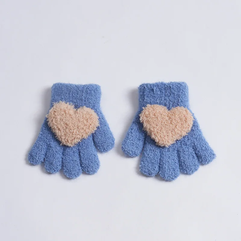 Guantes con pantalla táctil con diseño de corazón de estilo coreano-japonés, guantes cálidos de invierno de Cachemira de visón grueso para ciclismo al aire libre - imagen 5