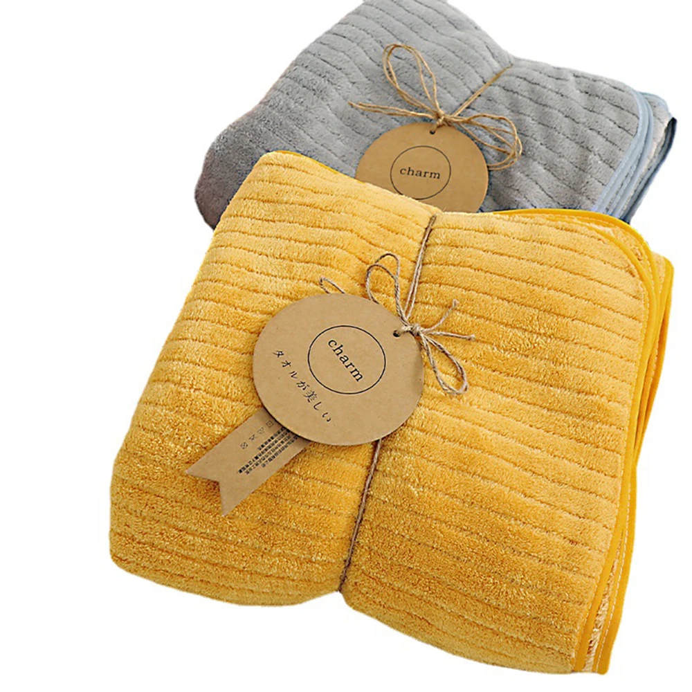 Toalla de baño para bebé, albornoz absorbente de lana Coral, manta suave de rayas verticales simples, Toalla de ducha de baño para niños, triangulación de envíos - imagen 3