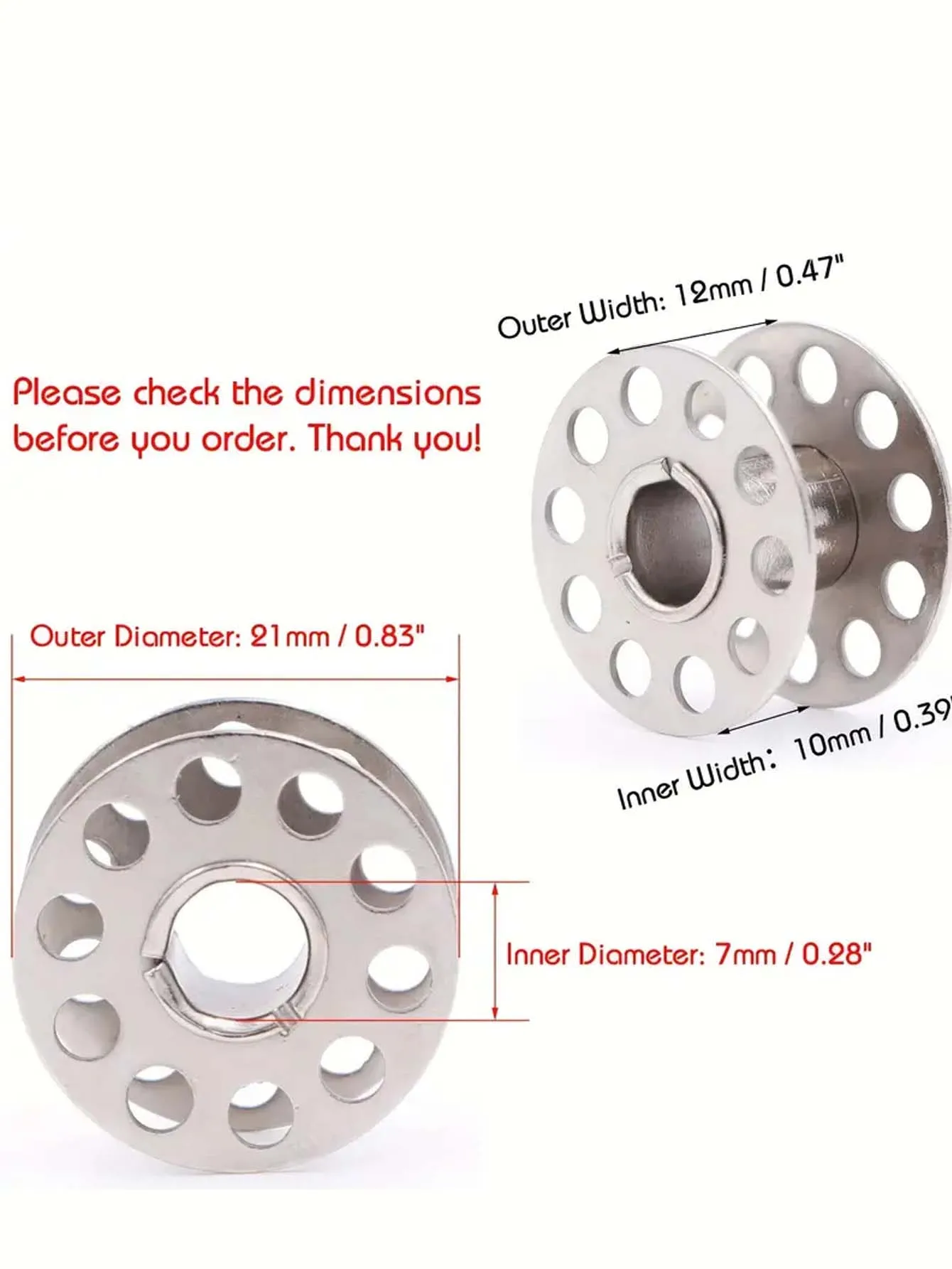 Bobinas de máquina de coser de acero inoxidable, 5/12/24 Uds., construcción de Metal duradera para máquina de coser Brother, artesanía de costura esencial - imagen 4