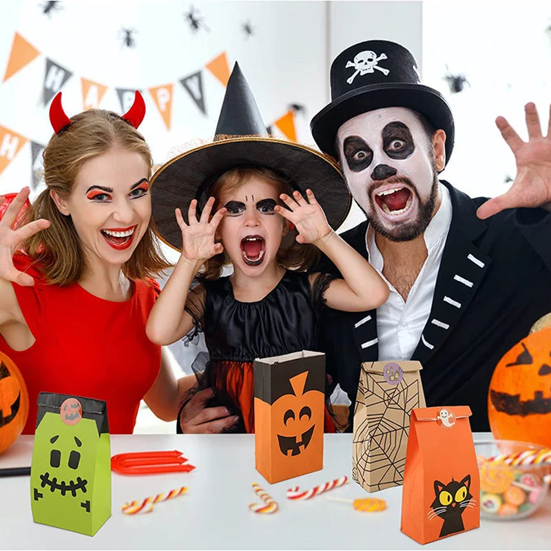 Bolsa de Kraft Halloween con diseño de calavera