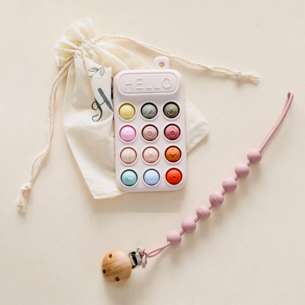 Nuevo juguete mordedor de estilo de teléfono de dibujos animados, chupete para dormir de simulación de silicona, protección de encías sin BPA, mordedor calmante, regalos