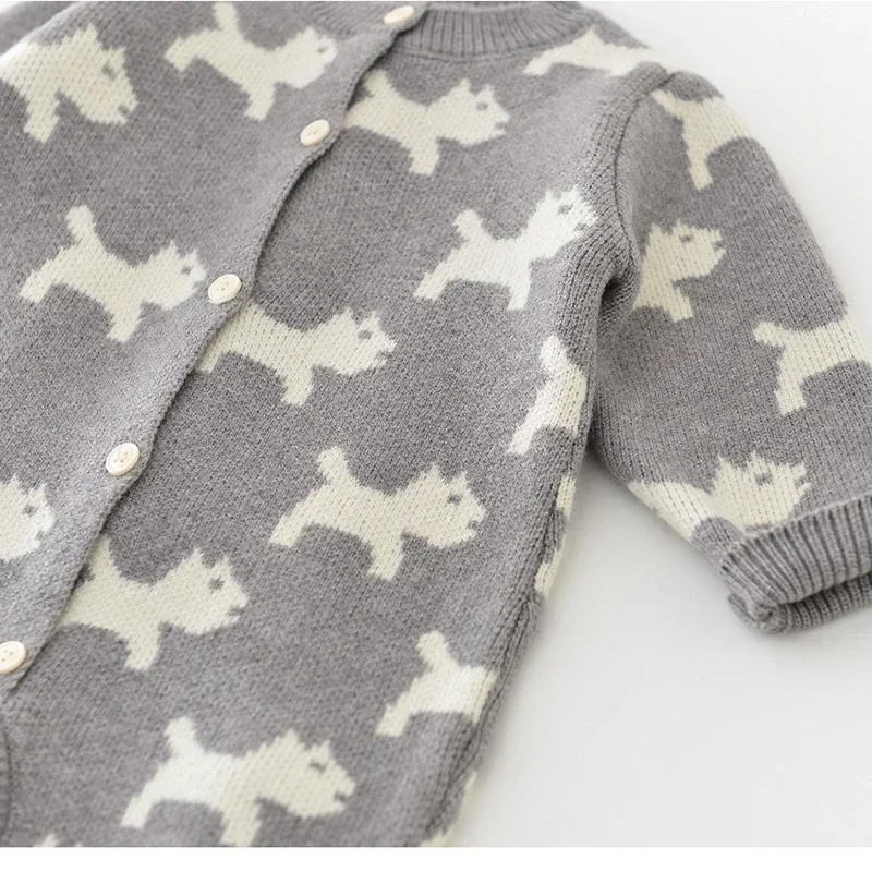 Nueva ropa de otoño para bebé, peleles de punto con un solo pecho para niñas, prendas de punto para niños pequeños, suéter dulce, prendas de vestir exteriores - imagen 4