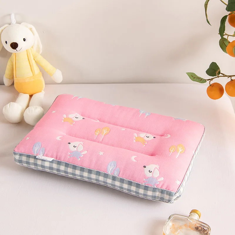 Almohada Universal para niños de cuatro estaciones, almohada pequeña transpirable con patrón de dibujos animados, almohada para siesta de bebé para guardería