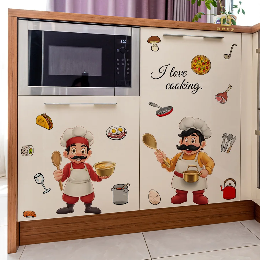 Chef utensilios de cocina pegatinas de pared autoadhesivas gabinetes refrigeradores cocinas comedor embellecimiento decoración pegatina - imagen 4