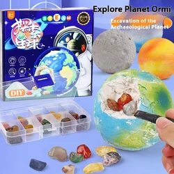 Juegos de mesa de excavación arqueológica de planetas para niños, juegos de escritorio de piedras preciosas de excavación hechos a mano, caja ciega de tesoros de rompecabezas