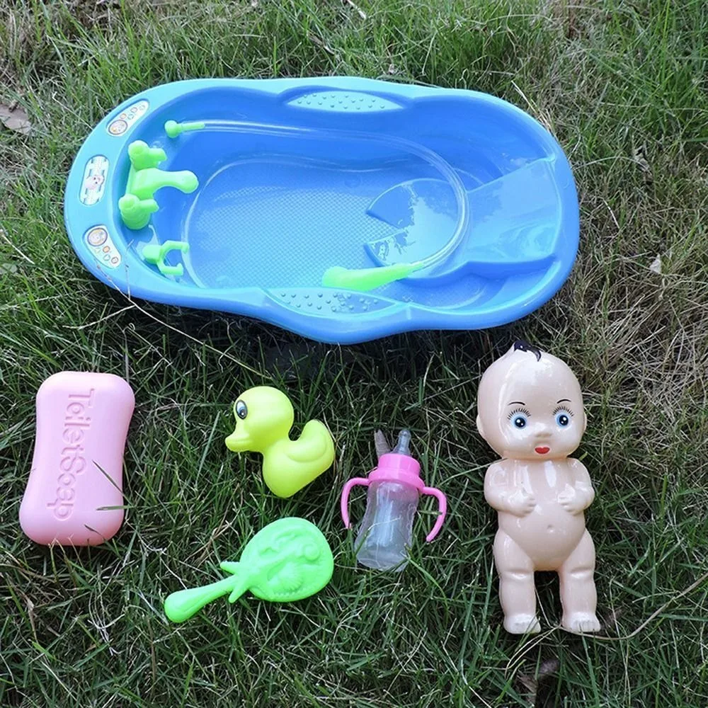 Juguetes para muñecas de bebé, Mini muñeca recién nacida, juego de baño con juguete de baño, accesorios para el cuidado de la bañera para niña, juego de simulación, juguete para regalo educativo - imagen 3