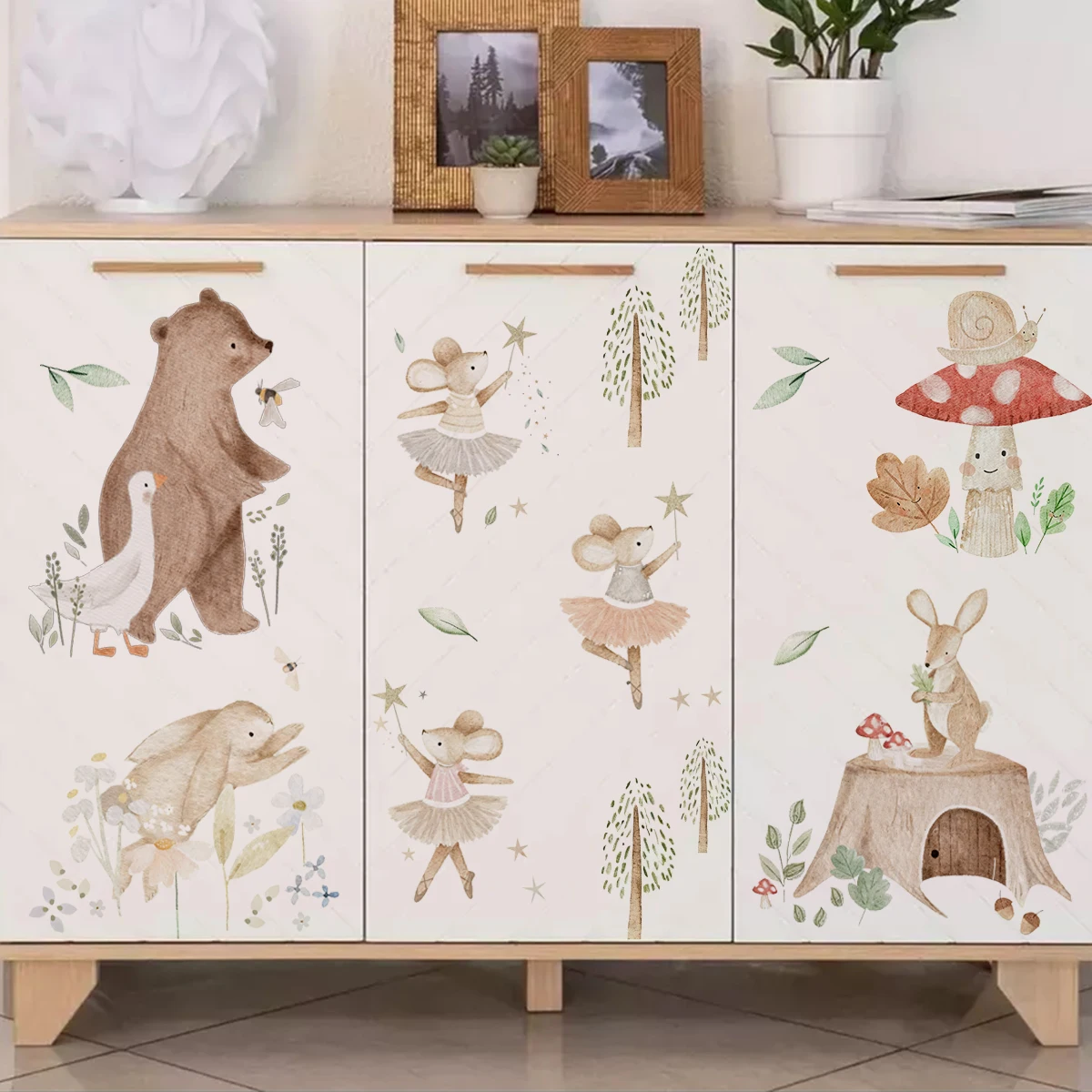 Pegatinas vinilo acuarela para habitación infantil – Animalitos de bosque