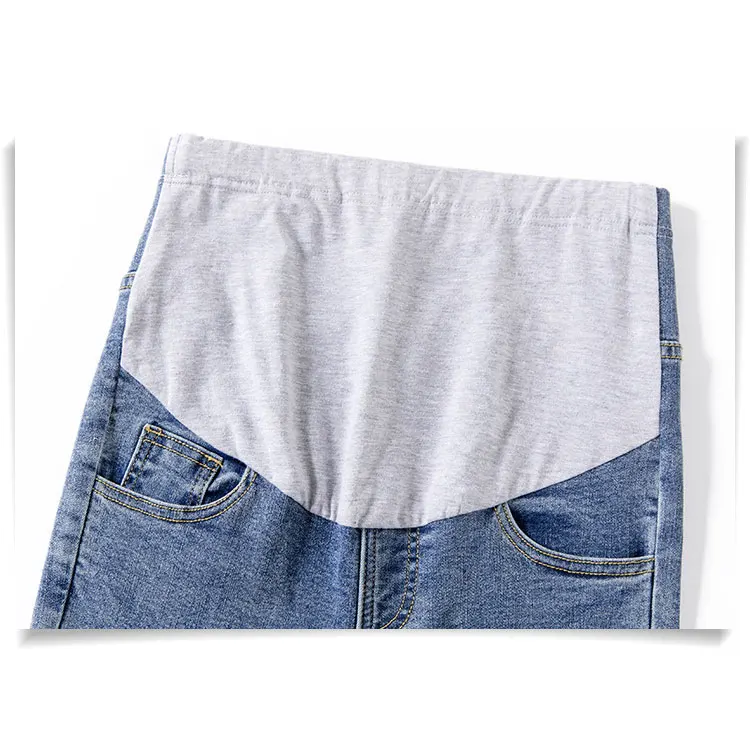 Vaqueros premamá de algodón con cintura elástica estilo informal - imagen 2