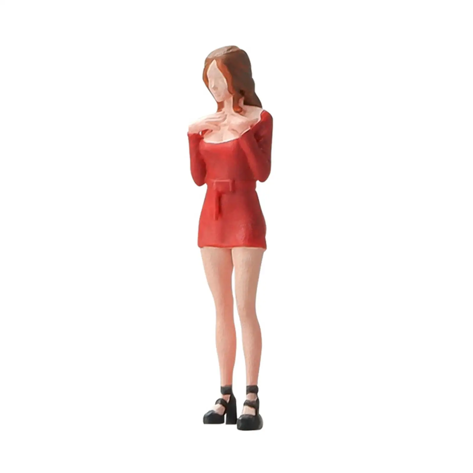 1:64 Scale Hip Skirt Girl Figure Layout Decoration S Gauge Desktop Ornament Collections Miniature Scene Resin Figurine Dioramas