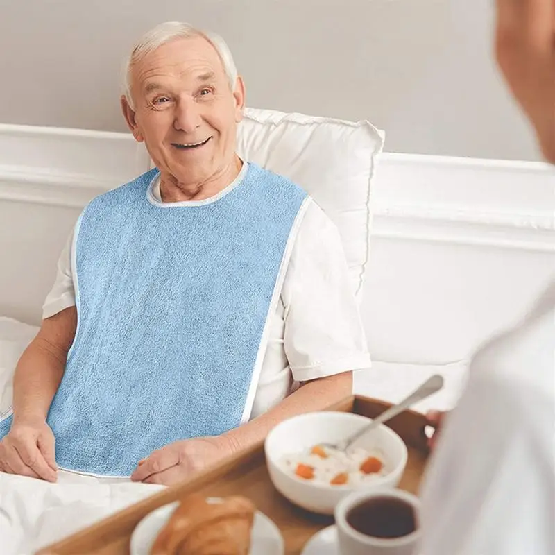 Baberos para adultos, protectores de ropa ajustables, Baberos lavables resistentes a las manchas para adultos, delantal, tela impermeable para comer para personas mayores - imagen 3