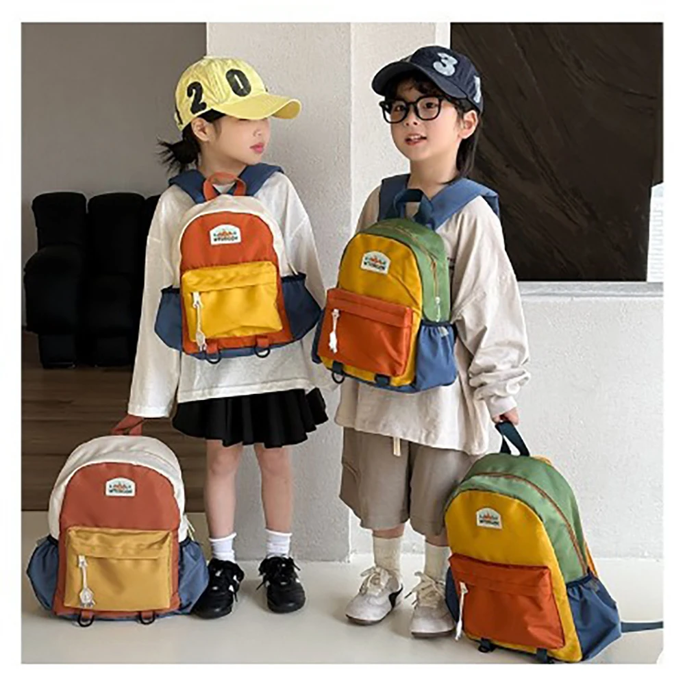 Mochila escolar infantil de bloques de color ligera y resistente - imagen 2