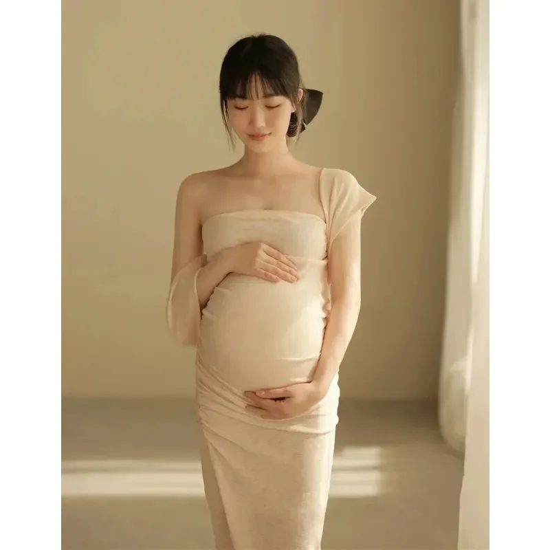 Vestido de maternidad off-shoulder – Elegante para fotos - imagen 5