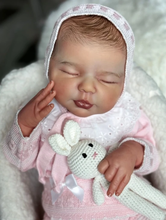 NPK-Kit de muñeco realista sin pintar, 19 pulgadas, Valentina, piezas de muñeca bebé durmiente con cuerpo de tela, Color fresco, tacto suave