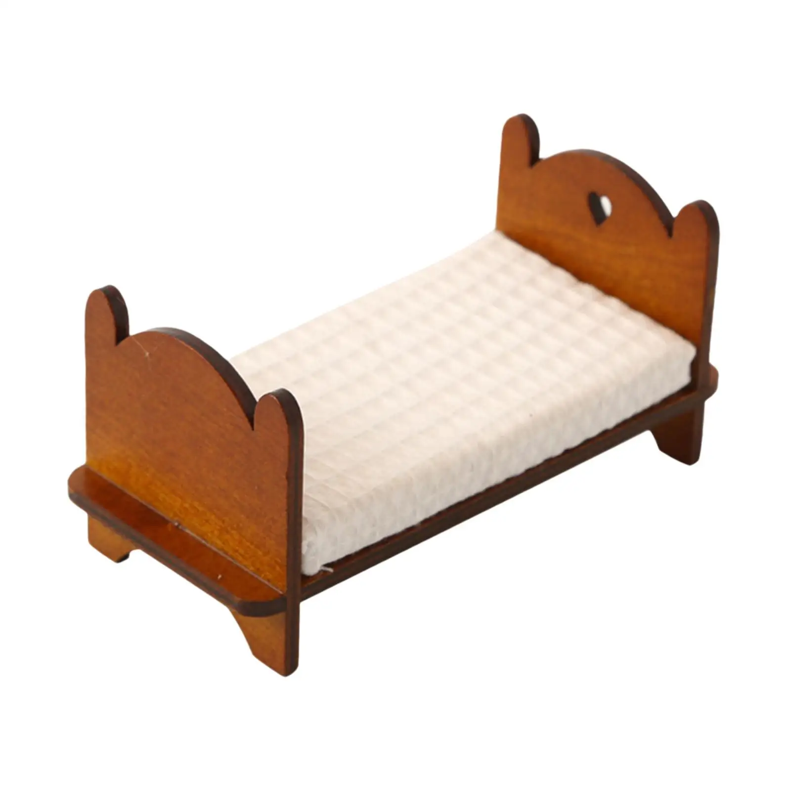 Dollhouse Furniture Wooden Furniture 1/12 Miniature Bed Bedroom Furniture Fairy