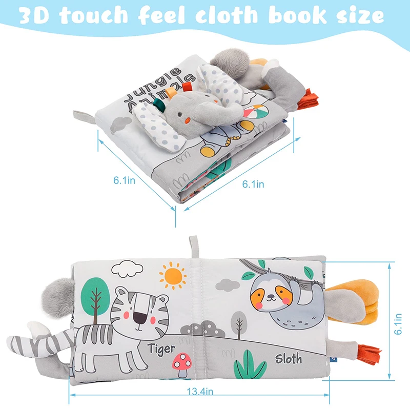 Libro sensorial de tela 3D alto contraste para bebés 0-12 meses - imagen 5