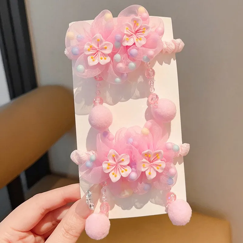 Lazos 3D flores estilo princesa para niña – elásticos sin dañar pelo - imagen 4