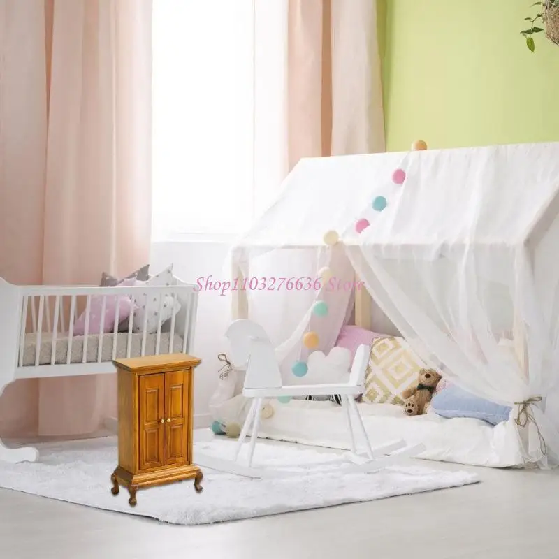 Armario madera R6FD para muñeca Armario juguete decorativo Play - imagen 4