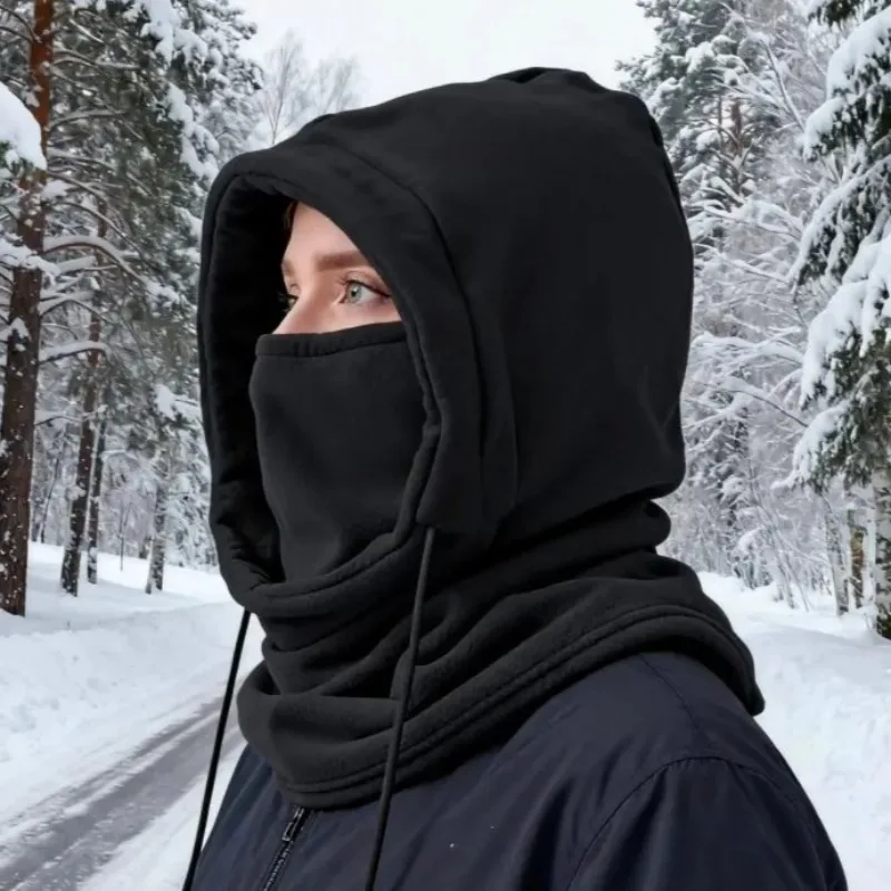 Pasamontañas de invierno unisex con capucha y máscara cortaviento - imagen 3