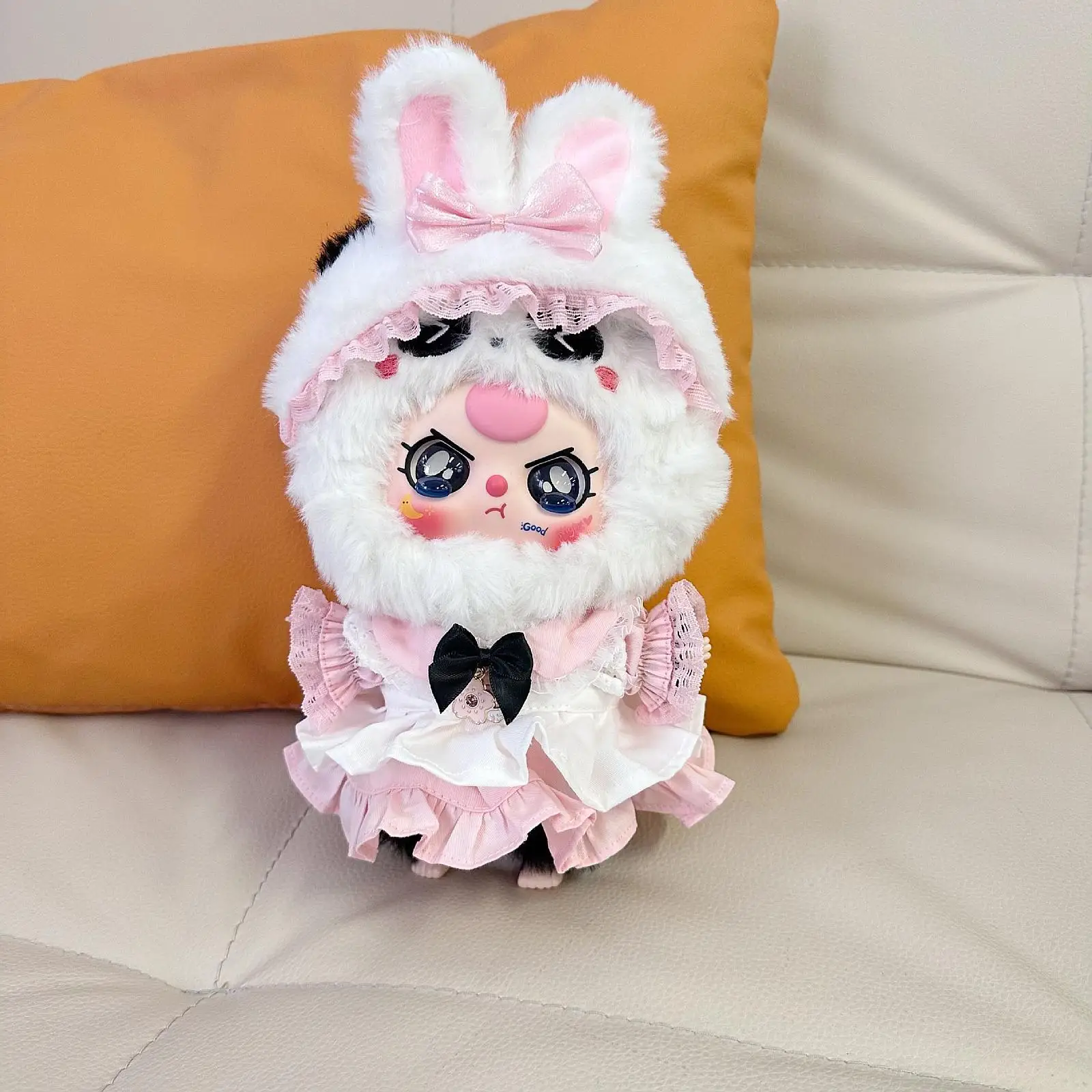Plush Doll Dress with Headband for Kids Birthday Gift Comfortable Photo Props Plush Doll Skirt Doll Clothing for 7.87inch Doll