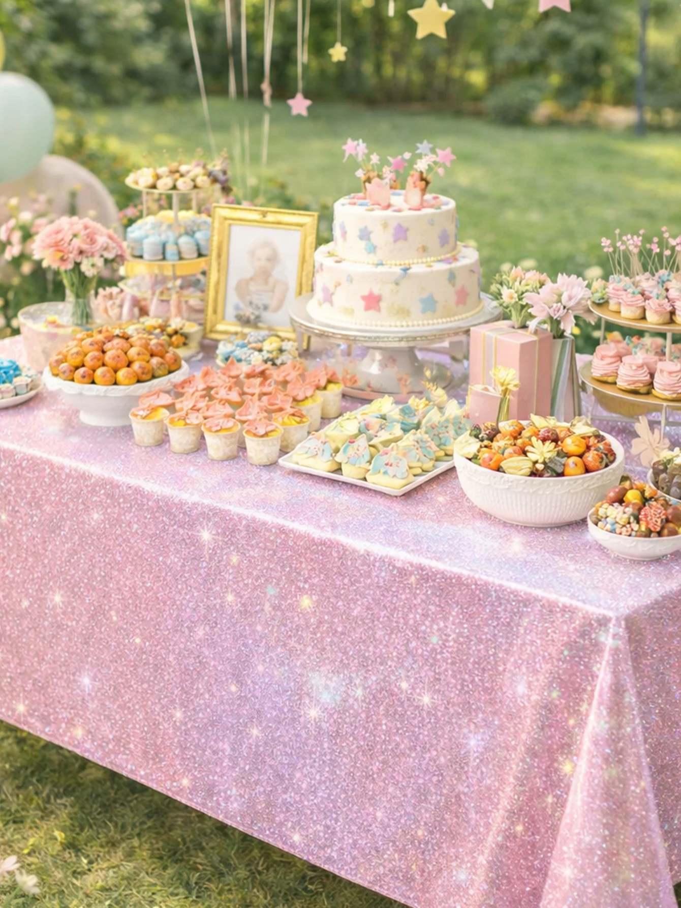 Mantel holográfico láser para mesa de fiesta infantil - imagen 3