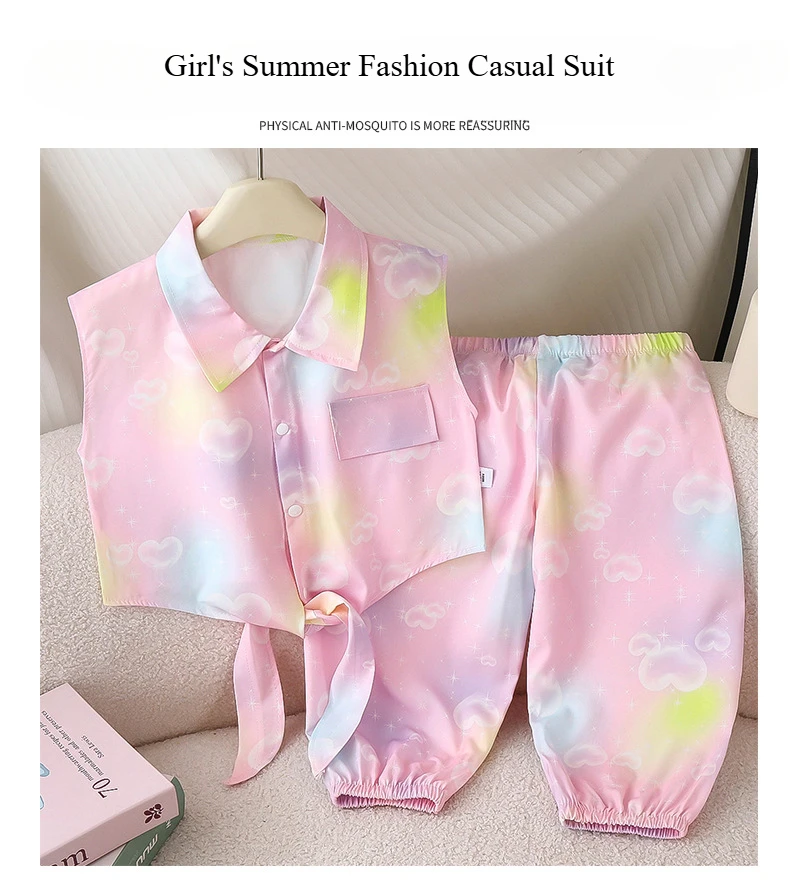 Somenie verano antimosquitos para niña: top sin mangas y pantalón - imagen 4