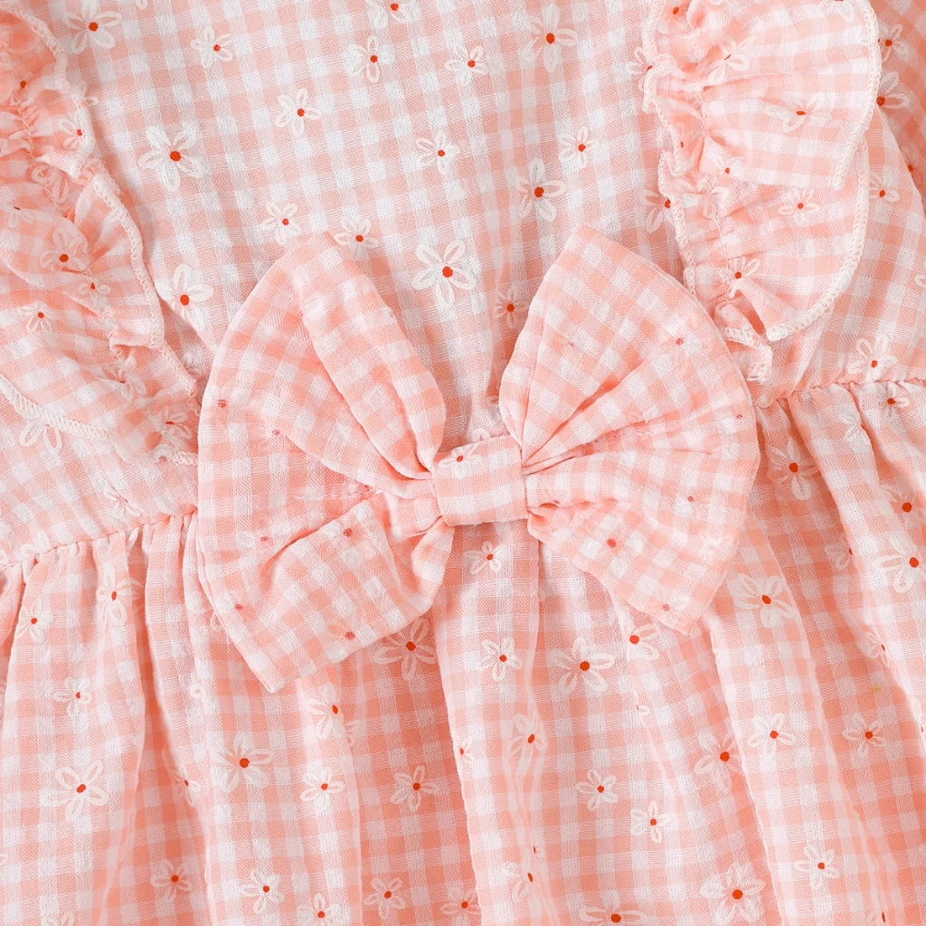 Mono rosa manga larga con lazo estilo vestido bebé niña primavera - imagen 5