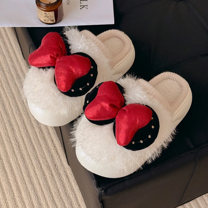Zapatillas de algodón de invierno para mujer, hogar e interior con aislamiento de felpa, parte inferior gruesa, antideslizantes y zapatillas de algodón de felpa - imagen 5